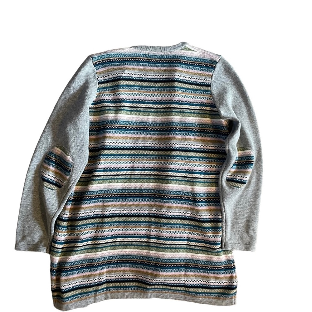 Orvis Fair Isle Open Front Patch Wool Cardigan - image 5